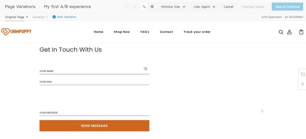 Convert Experiences でさまざまなランディング ページのサインアップ フォームをテストする