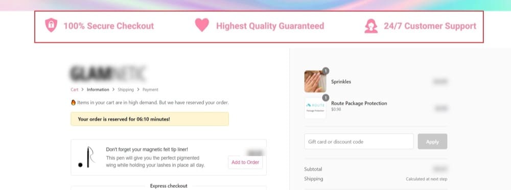 Convert Experiences で A/B テストを実行するときに、チェックアウト ページにバッジを追加します。