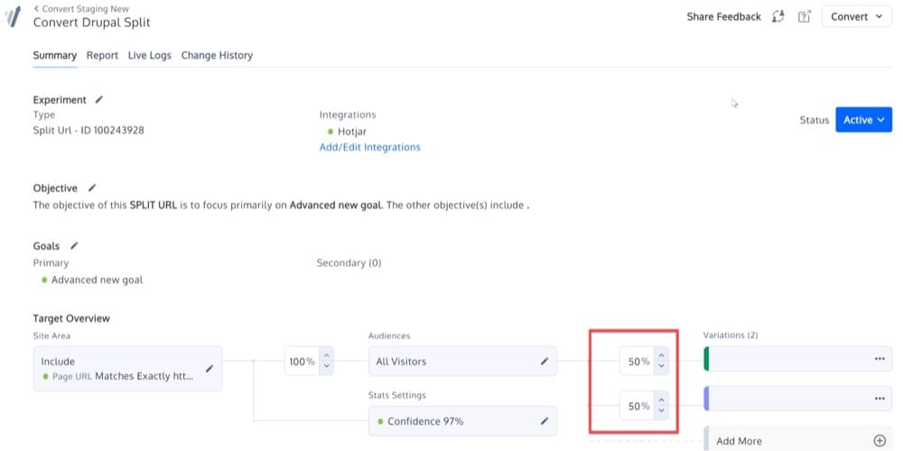 Convert Experiences を使用して Drupal で新しいランディング ページを設定する