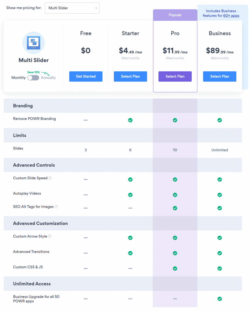 Powr 多滑块定价