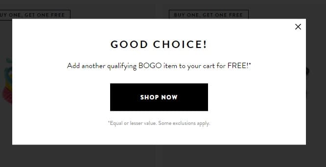 Popup-Beispiel für A/B-Tests mit Upselling