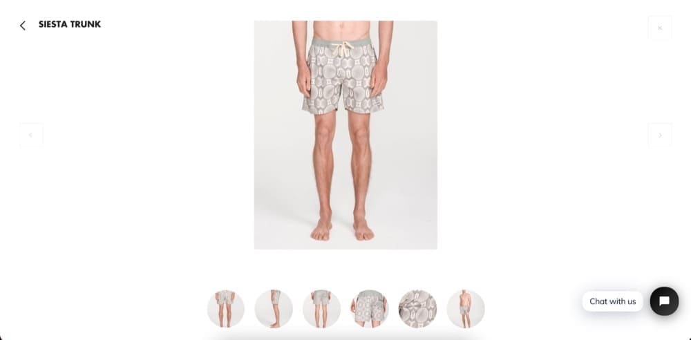 Beispiel eines Schiebereglers im E-Commerce-Shop Siesta Trunk