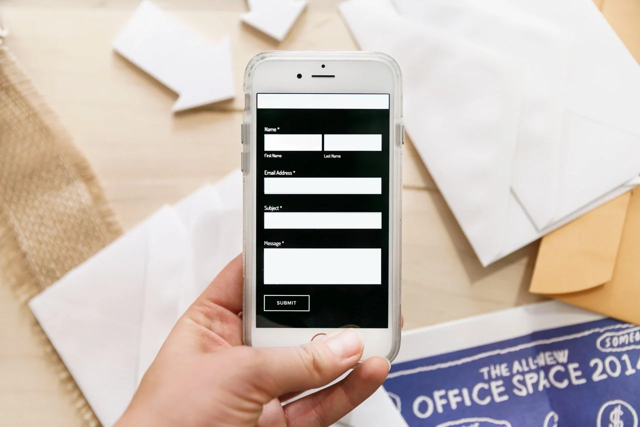contact us form sample on a smart phone