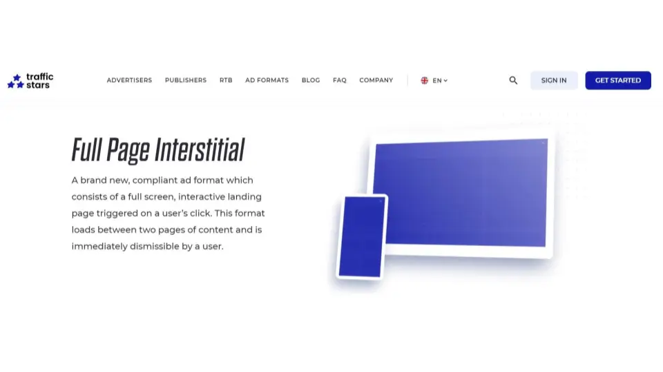 Interstitial-Anzeigen im Traffic Stars-Werbenetzwerk
