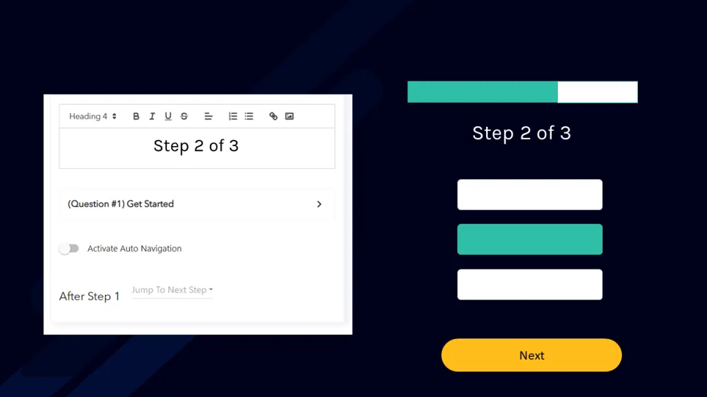 การปรับแต่งแบบฟอร์มหน้า Landing Page ด้วยกล่องข้อความ - แสดงจำนวนขั้นตอนของแบบฟอร์มต่อผู้ใช้