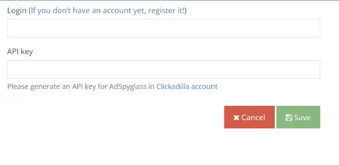 بيانات اعتماد api لتوصيل شبكة الإعلانات بزجاج adspyglass