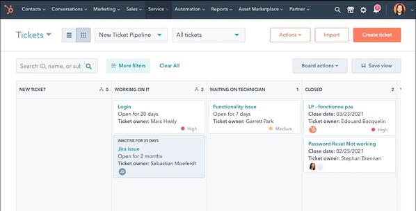 emissão de bilhetes hubspot