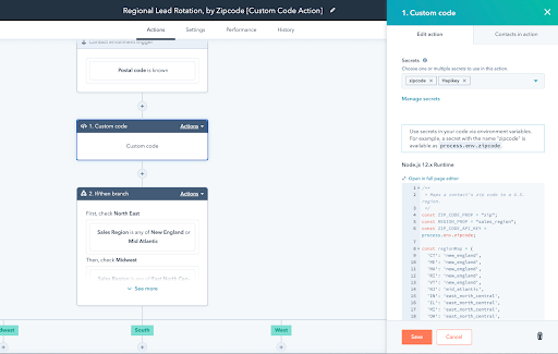 Beispiel für eine benutzerdefinierte codierte Workflow-Aktion des HubSpot Operations Hub