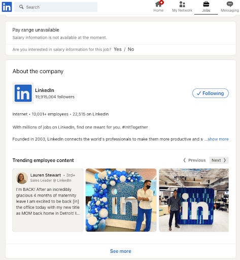 Details zur Stellenausschreibung auf der LinkedIn-Karriereseite
