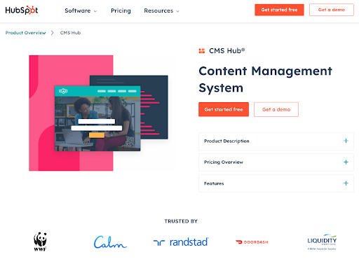 يبدأ موقع الويب hubspot cms في المستوى المجاني