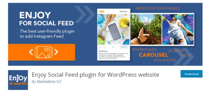 screenshot del plugin per instagram chiamato Enjoy