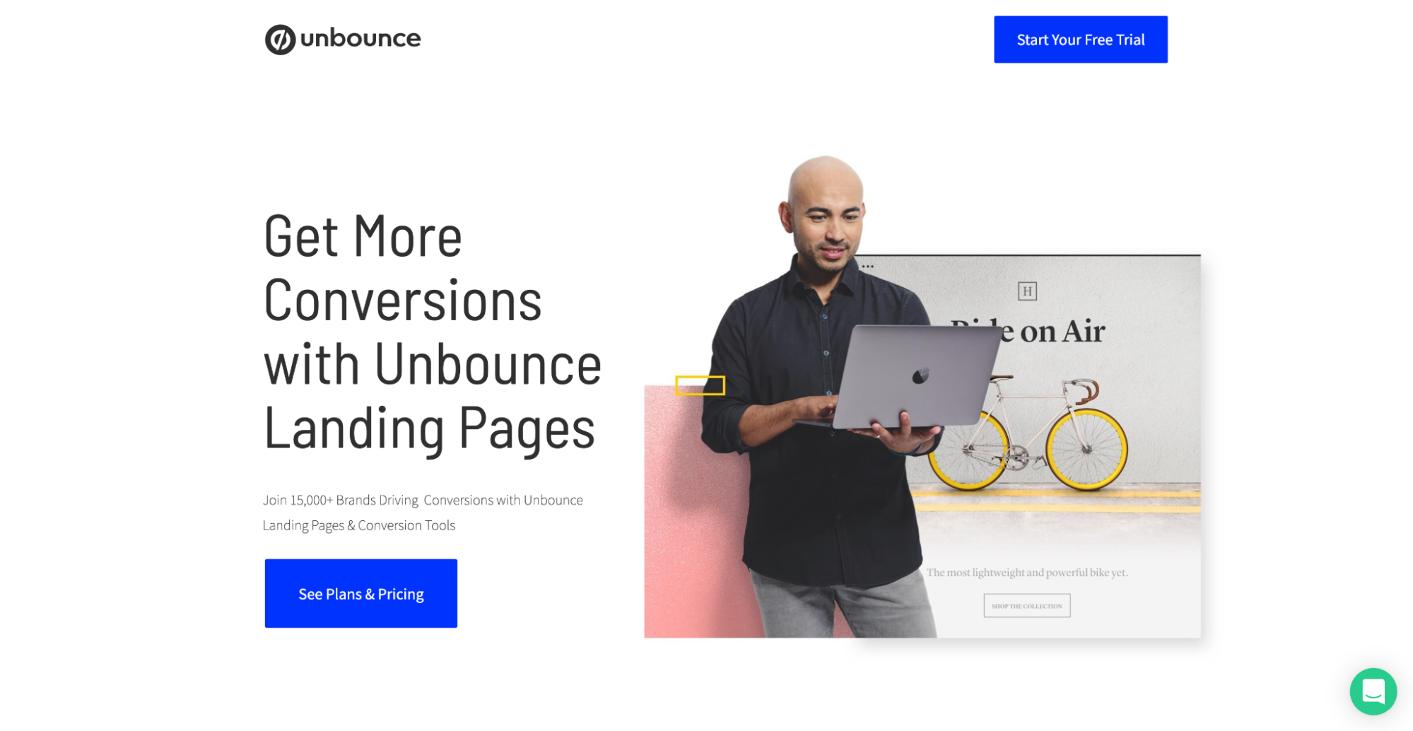Przycisk CTA w kolorze Unbounce w kontrastowym kolorze