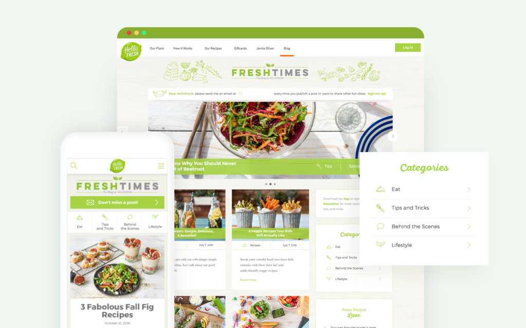 Tabloul de bord HelloFresh