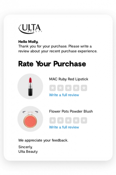 derecelendirmeler+incelemeler_collection_email Ulta Post Purchase Email