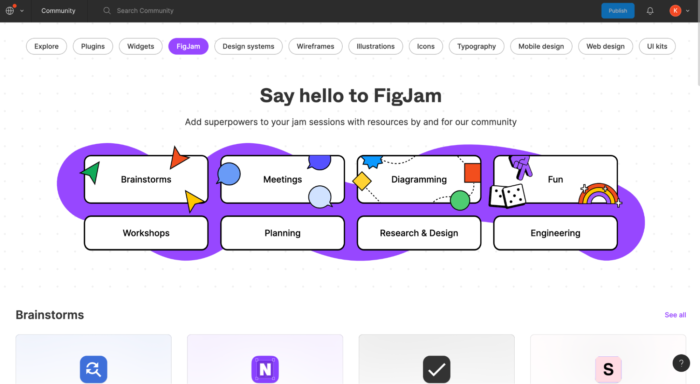 Comunidade FigJam com modelos prontos para uso