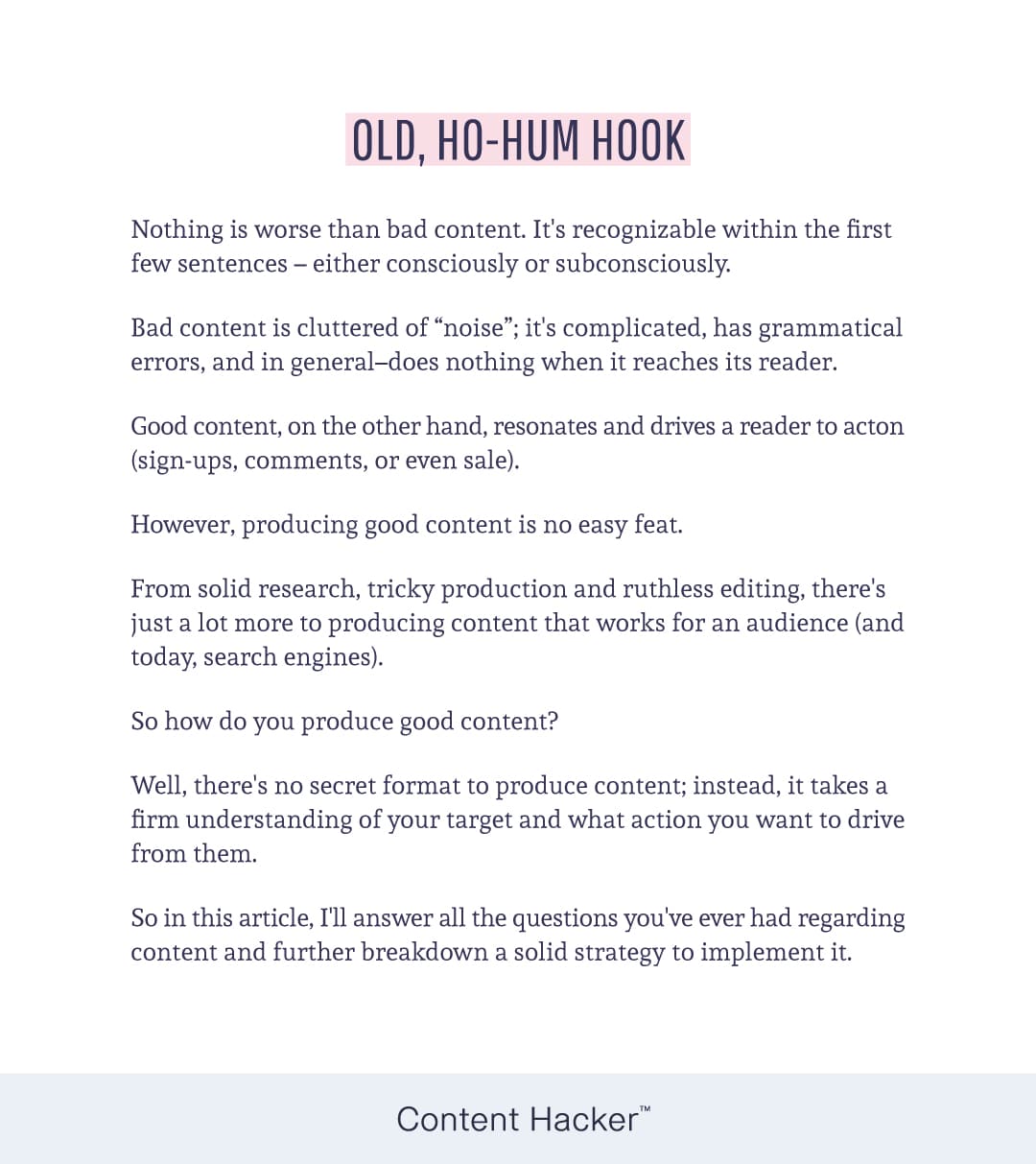 cara menulis konten yang berhasil - hook lama