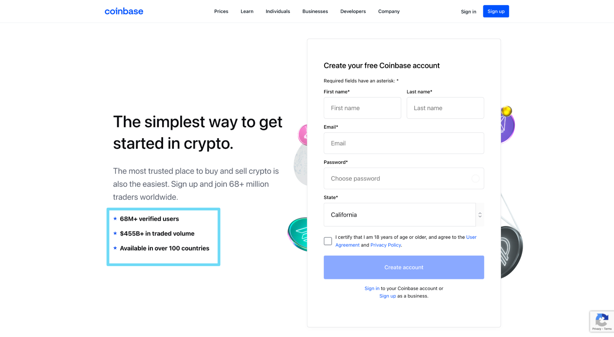 Estatísticas de usuários da Coinbase