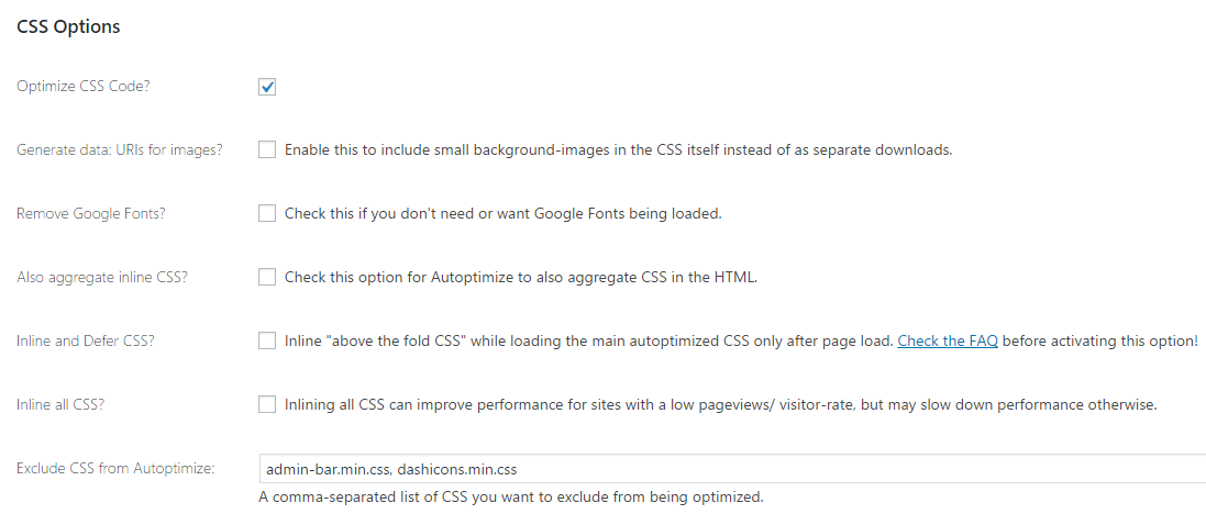 CSS オプションの自動最適化