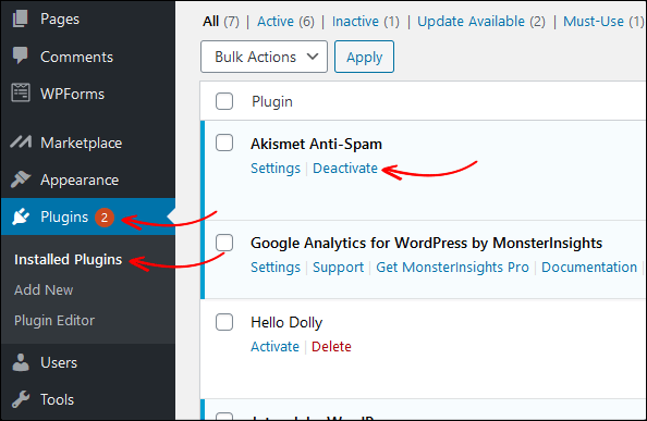 WordPress プラグインのアンインストール Uninstall WordPress Plugins