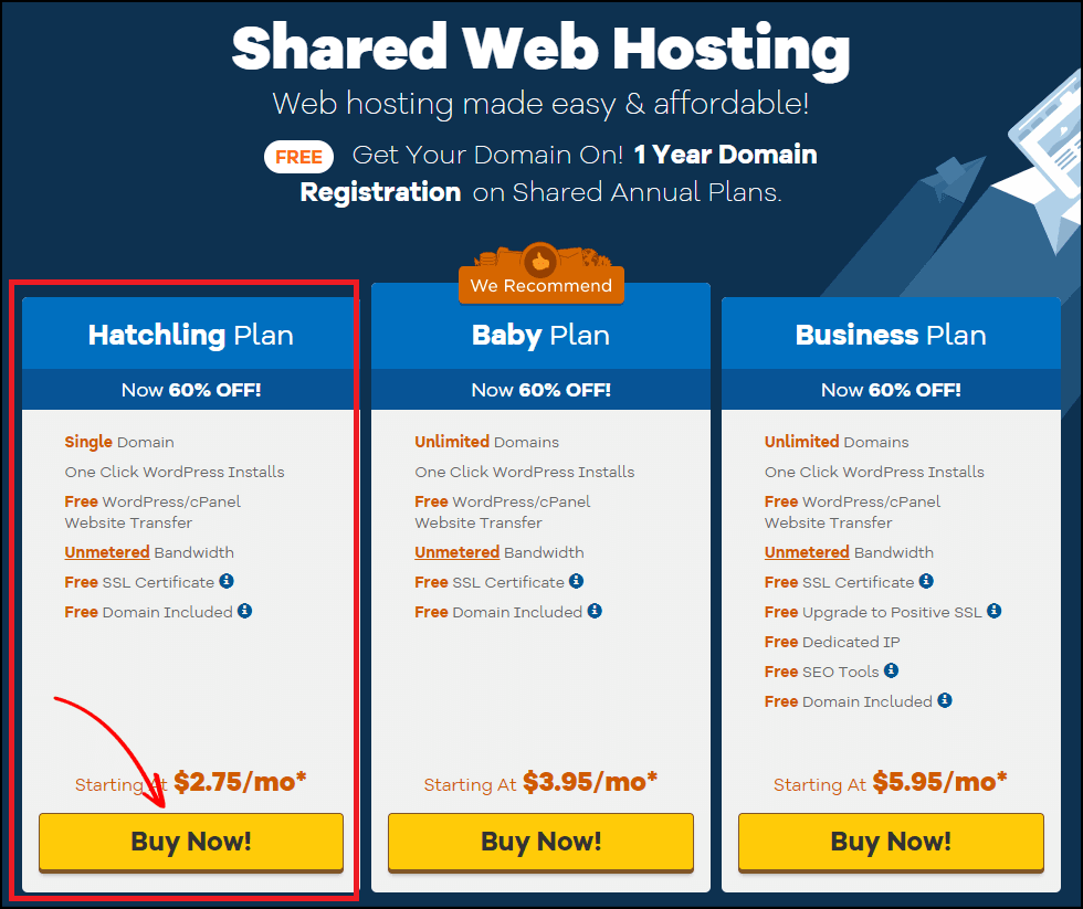 Hostgator piani condivisi Hostgator shared plans