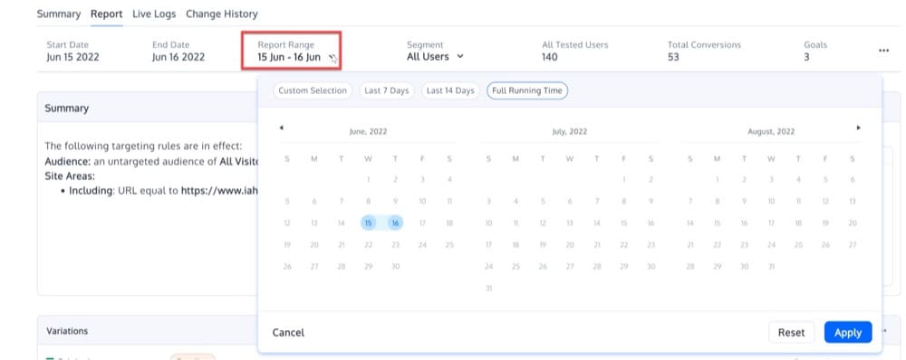 Filtra per un intervallo di date specifico