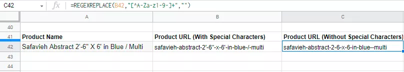 valore del nome del prodotto all'indirizzo web del prodotto in excel csv