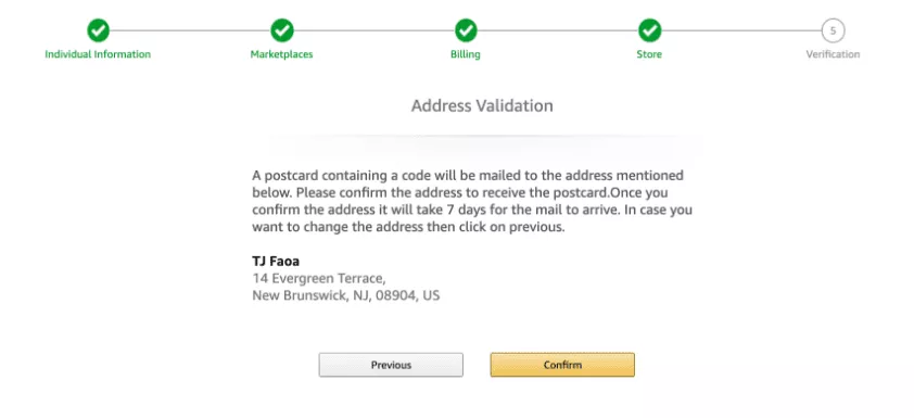 adres w procesie rejestracji w amazon