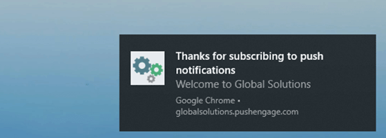 Ejemplo de notificación push de Windows 10