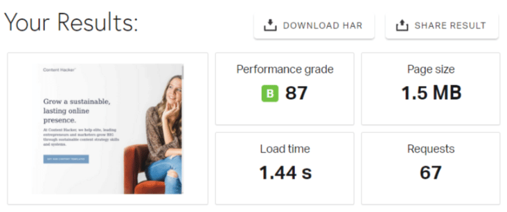 prueba de velocidad del sitio web de pingdom