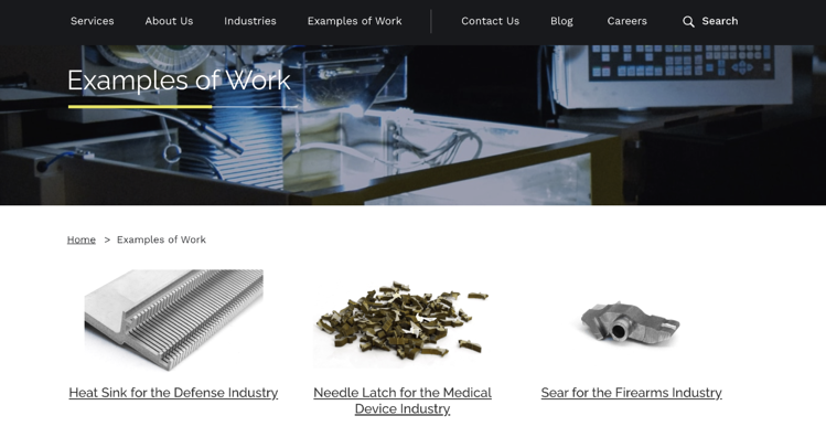 Esempio di sito Web di produzione South Shore - Lavorazione CNC