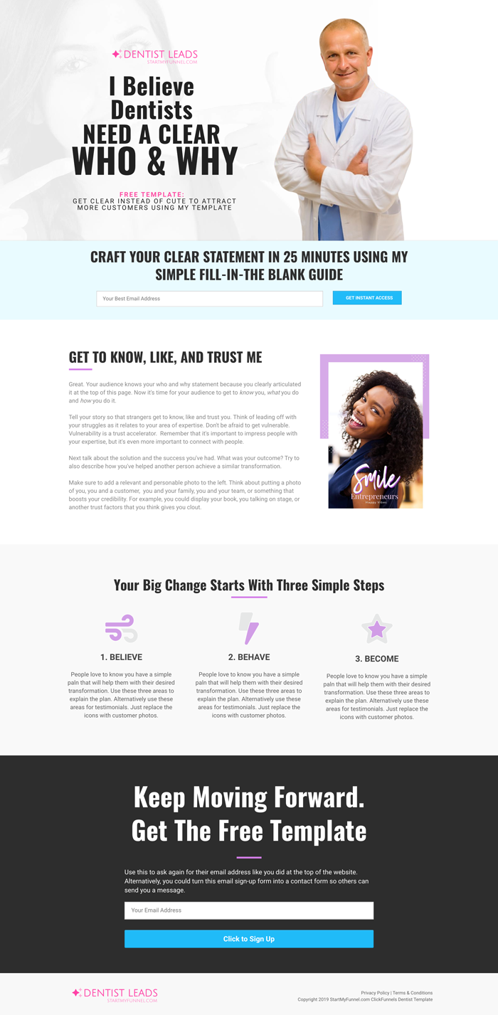 Plantilla de dentista de ClickFunnels