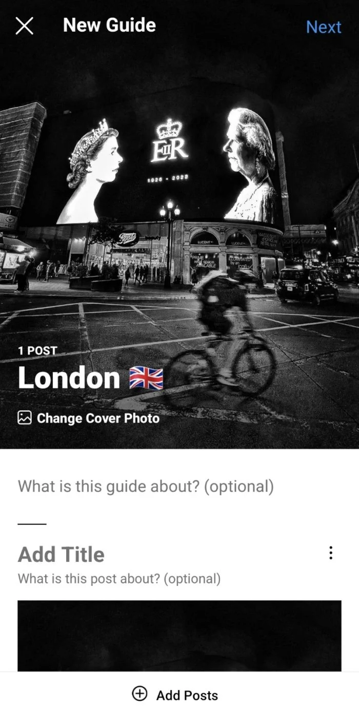 cómo seleccionar su guía de Instagram: agregue el título y cambie los pasos de la foto de portada