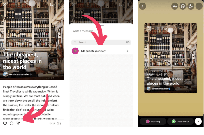 come aggiungere le guide di instagram come storia