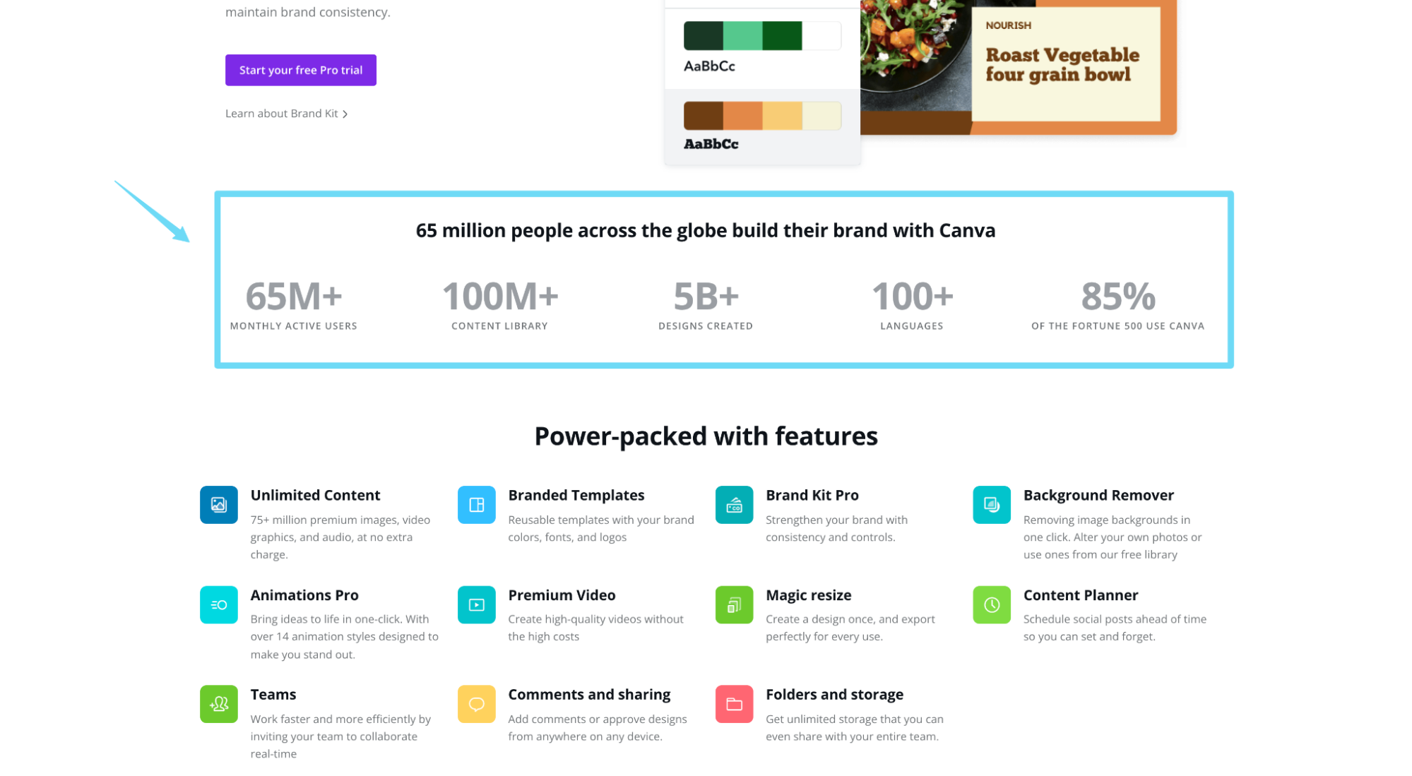Bukti sosial status pengguna Canva