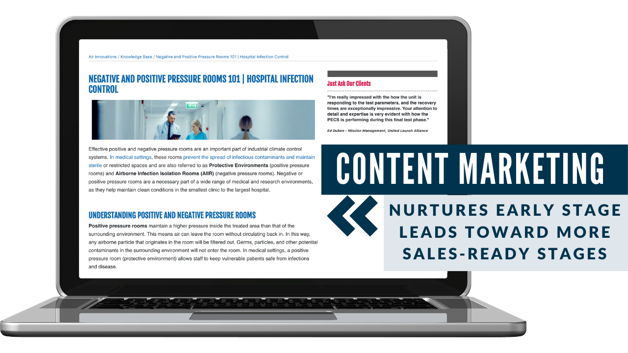 ejemplo de innovaciones de aire de marketing de contenido: convierte a los visitantes de la web en clientes potenciales y clientes