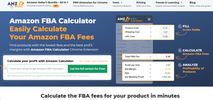 Las 7 mejores calculadoras de fba de amazon: calcule las ganancias en segundos 2 amazon fba calculator