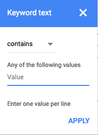 Google Ads 키워드 텍스트 필터