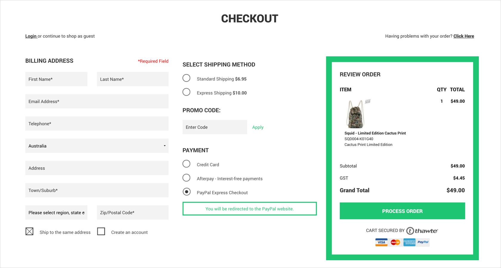 contoh proses checkout menggunakan platform eCommerce