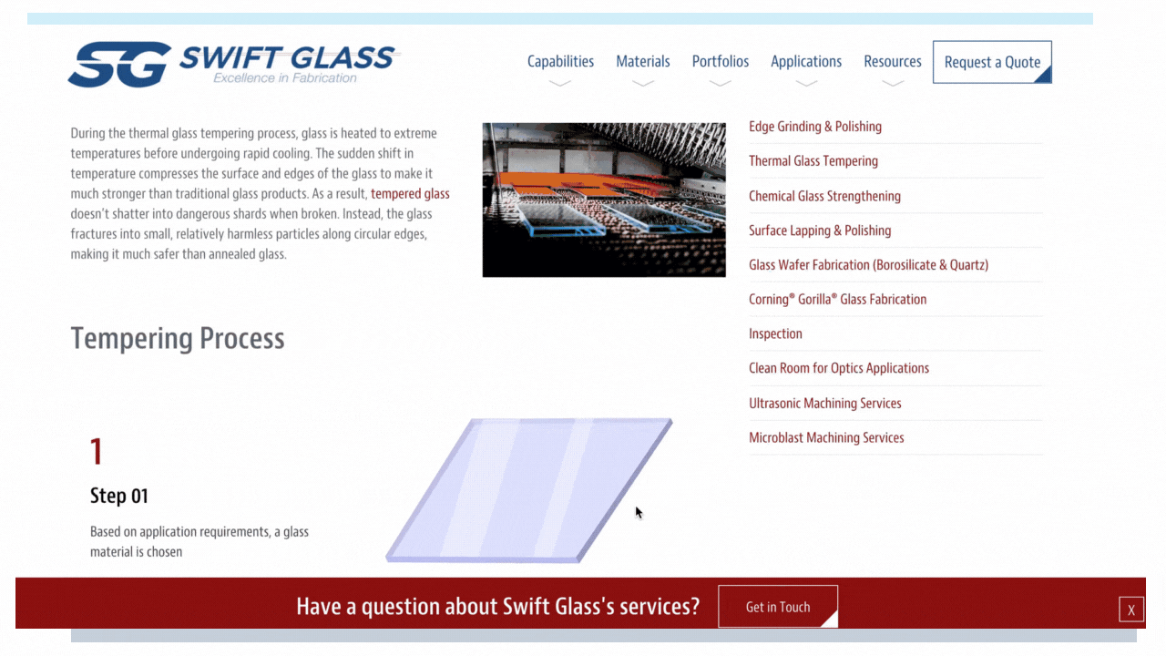 Swift Glass - Esempio di sito Web grafico interattivo per i produttori