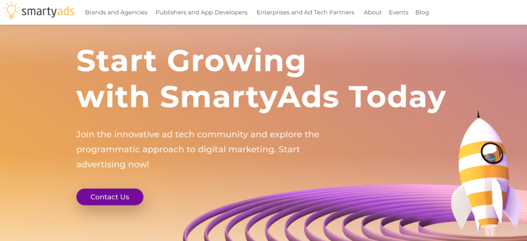 SmartyAds ウェブサイト