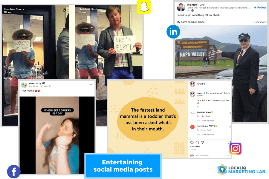 social media post ideas - entertaining post examples