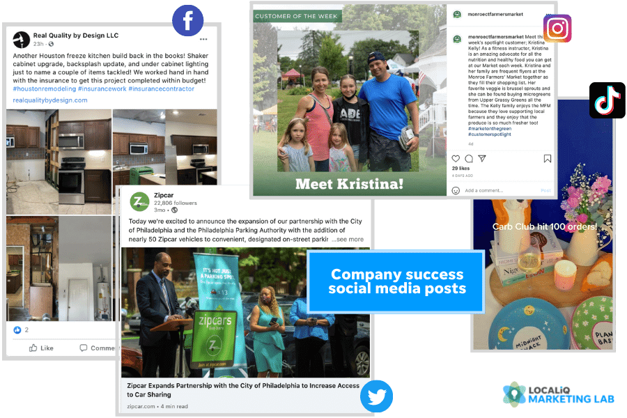 social media post ideas - company success post examples