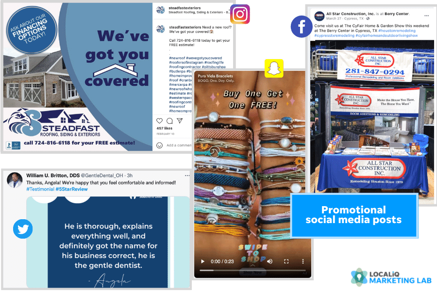 social media post ideas - examples of promotional posts