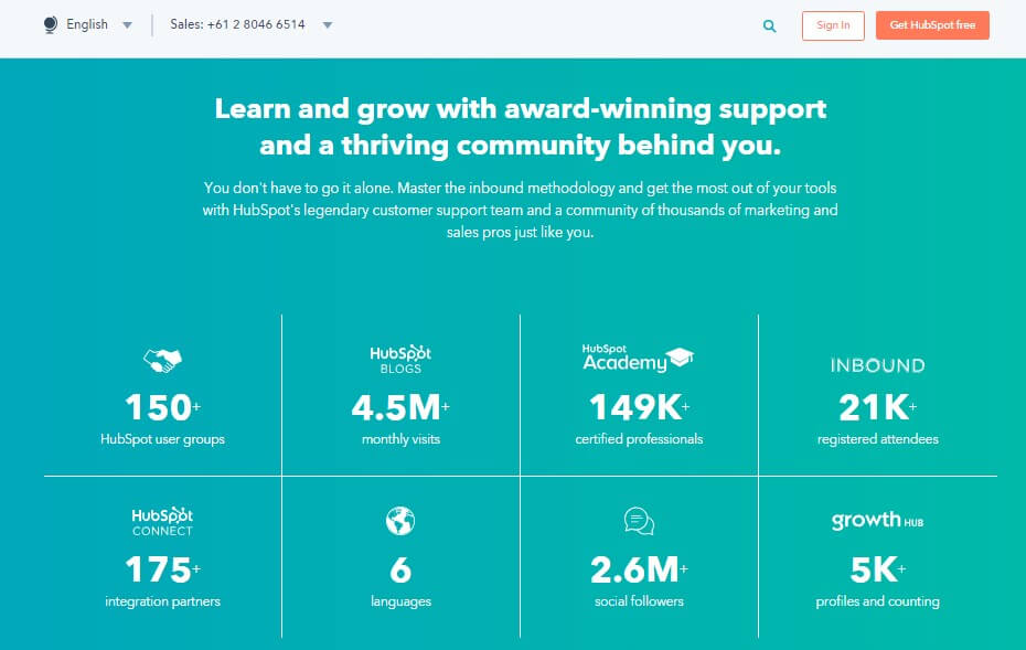 ตัวอย่างหน้า Landing Page ของ Hubspot