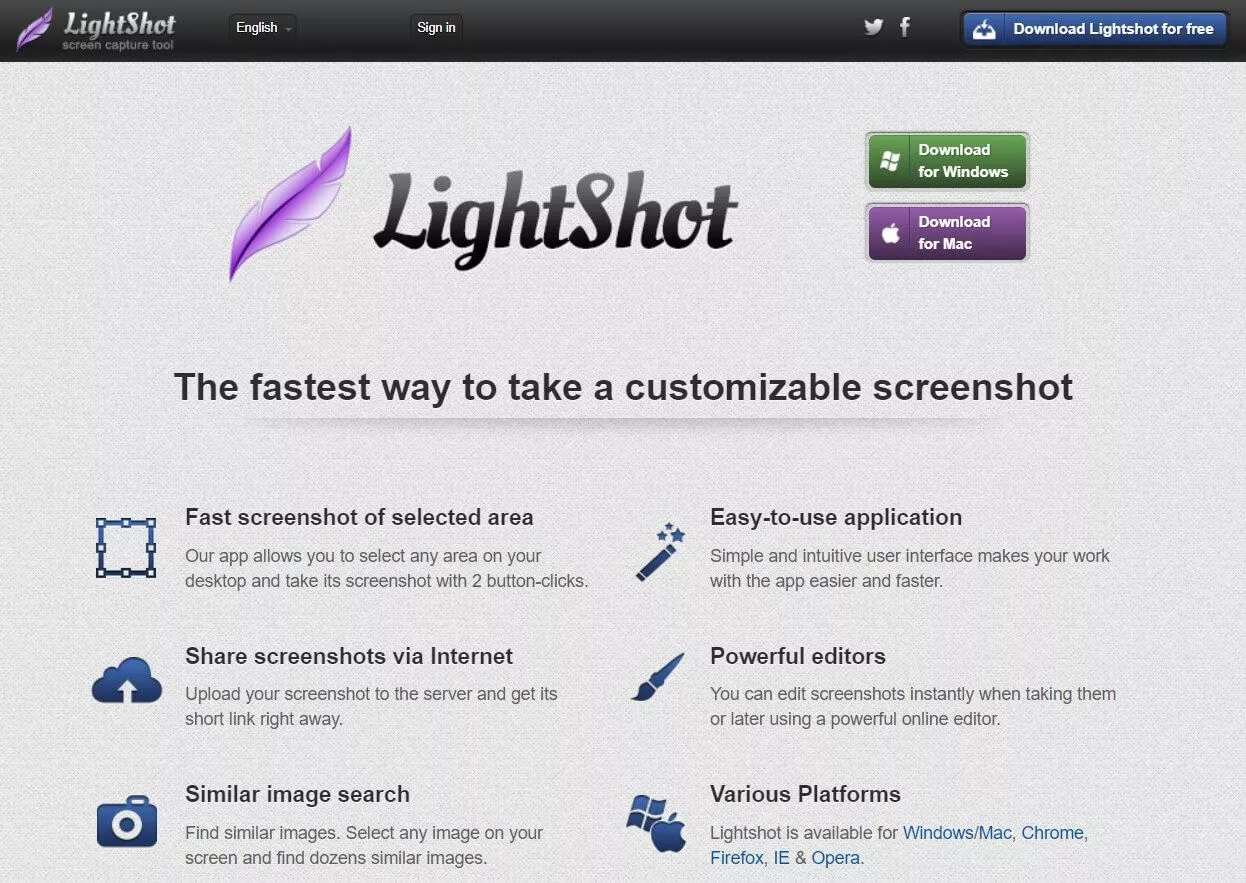 Strumento SEO Lightshot