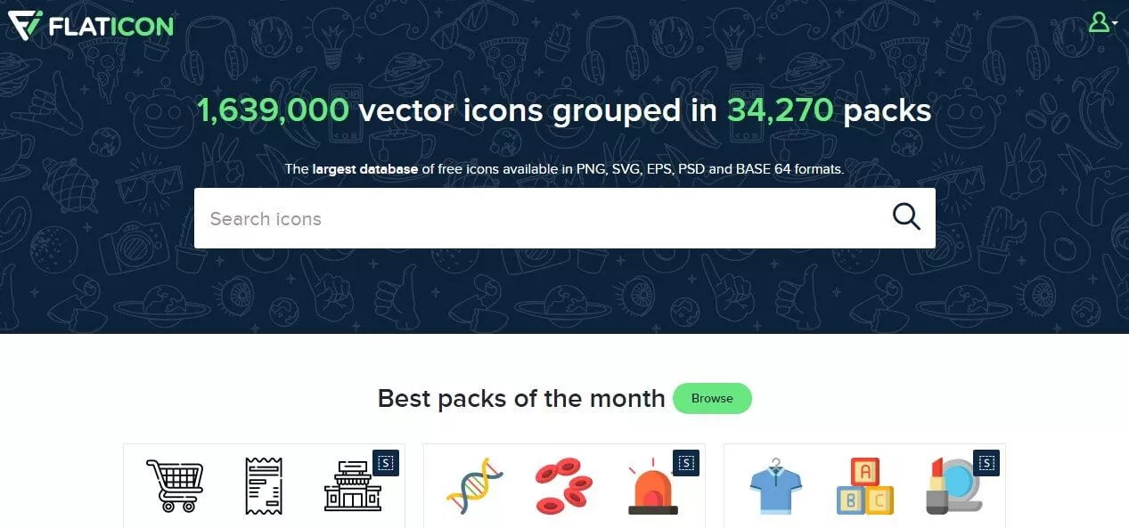 หน้า Landing Page ตัวอย่าง flaticon