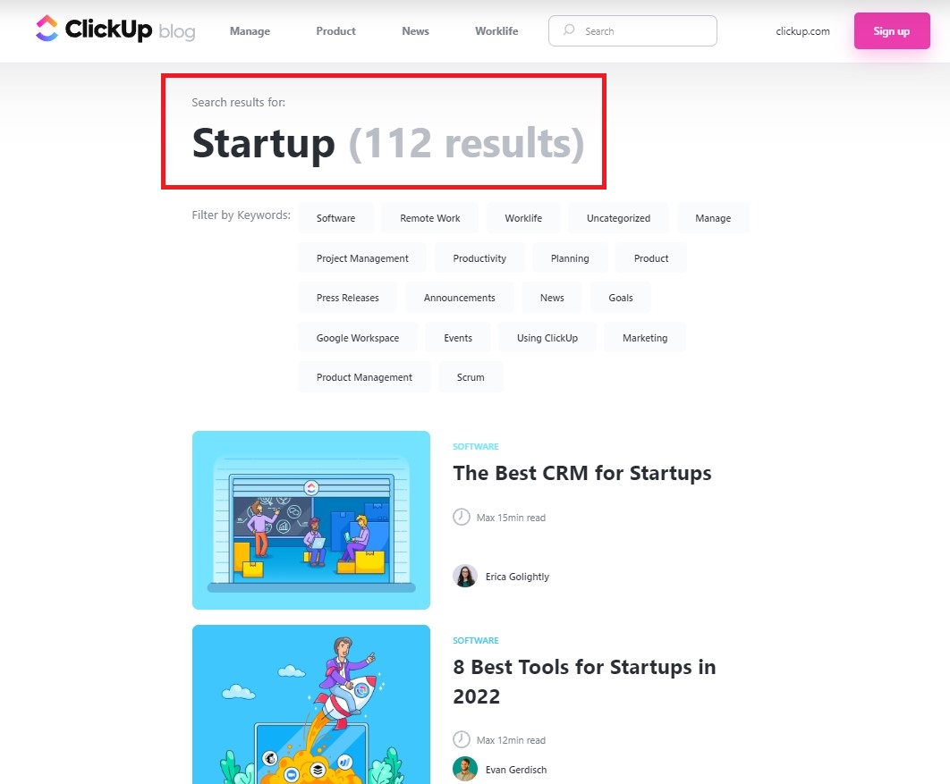 Strategia del blog ClickUp