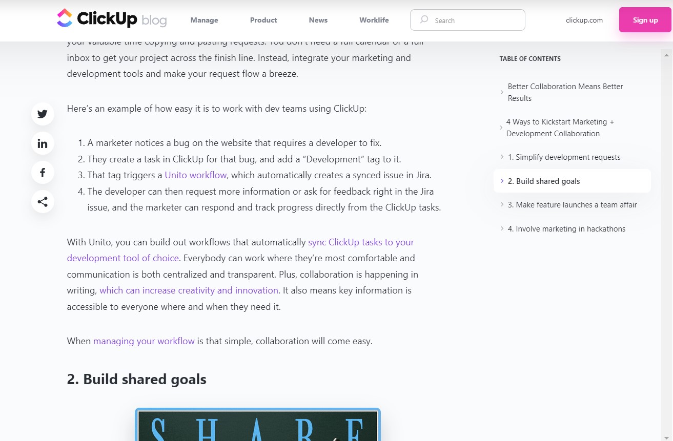 Case study sul marketing dei contenuti ClickUp