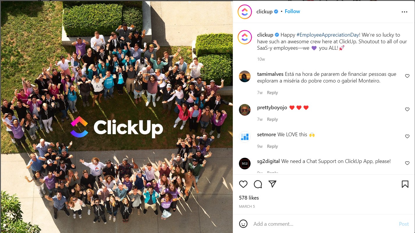 Strategia di marketing dei contenuti ClickUp