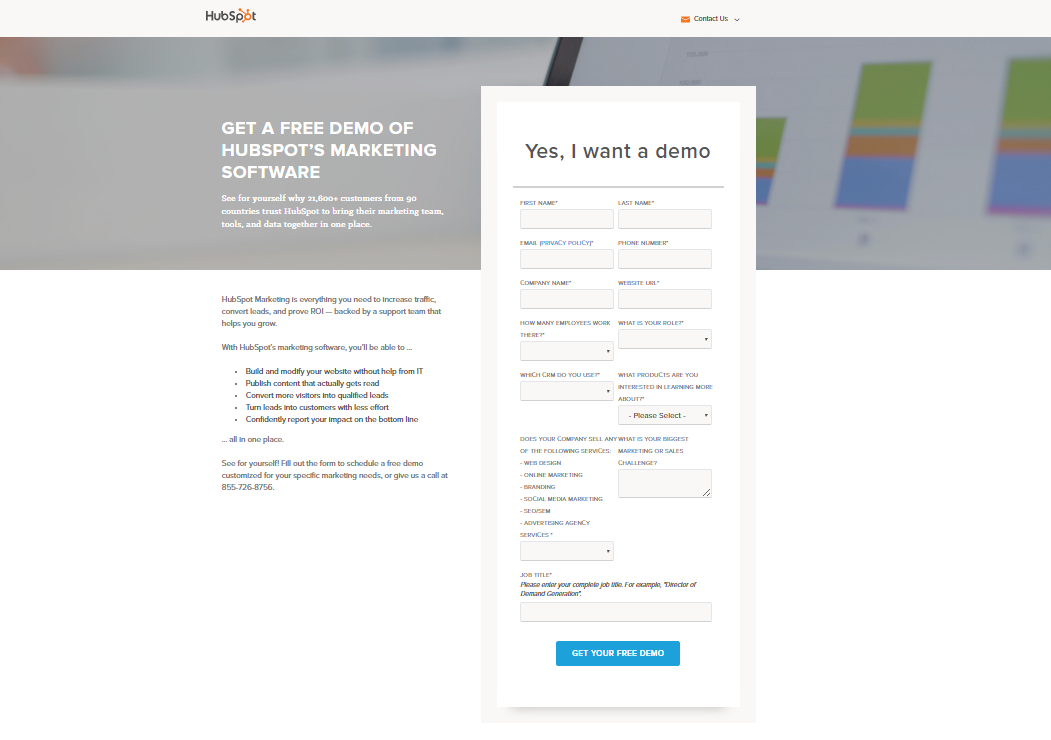Modulo a doppia colonna Hubspot